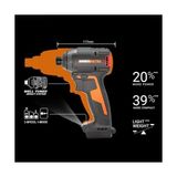 WX265 20VOLT 2.0AH Li-Ion Çift Akülü 200NM Kömürsüz Profesyonel Şarjlı Darbeli Tornavida - standart