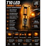 Wy5w T10 Amber Turuncu Led Sinyal Ve Park Ampulü Canbus Hatasız Ultra Parlak 1 Adet