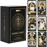 Wyspell Rehber Kitaplı Klasik Tarot Kartları - Yeni Başlayanlar İçin 78 Altın Kart Seti - Kılavuz Kitaplı Siyah Güverte - Orijinal Tarot