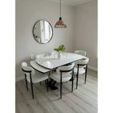 X Ayaklı Gloss Masa Ve Polo Sandalye Takımı - Çift Açılır High Gloss Mutfak Masası (80X130 - 190 Cm)