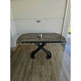 X Ayaklı Gloss Mutfak Masası - İrony Desen Siyah Ayak - 80X130 Cm - 190 Cm Açılabilir