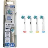x Cross - Kusursuz Temizlik Oral-B Uyumlu Diş Fırçası Başlığı - 4 Adet Yedek Başlık - Standart - (ClearEyelets)Black-RadiantOrchid