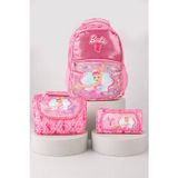 x Dekomus Lisanslı Barbie Ballerina Magic Collection Büyük Boy Okul Çantası,Termoslu Beslenme Çantası ve Kalem Çantası S