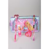 x Dekomus Lisanslı Barbie Deniz Kızı Collection Kalem Çantası,Parlak Geçmeli Kalem,Roket Silgi,Kalpli Kalemtraş ve Kurşu