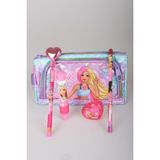 x Dekomus Lisanslı Barbie Deniz Kızı Collection Kalem Çantası,parlak Geçmeli Kalem,roket Silgi,kalpli Kalemtraş ve Kurşun Kalem Seti - 1 - 01P-Pembe