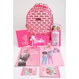 x Dekomus Lisanslı Barbie "ıconic Monogram Collection" Büyük Boy Okul ve Tüylü Çantası Kırtasiye Seti - 102-Beyaz