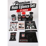 x Dekomus Lisanslı Beşiktaş 21 Parça Premium Hobi Eğlence Seti Boyama Kitabı,Oyun Hamuru,Kuru Boya