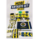 x Dekomus Lisanslı Fenerbahçe 19 Parça Premıum Hobi Kırtasiye Seti Boyama Kitabı,Sticker