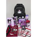 x Dekomus Lisanslı Kuromi Dark Delight Collection Full Kırtasiye Seti Okul ve Kalem Çantası,Beslenme Kabı,Matara