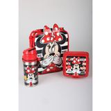 x Dekomus Lisanslı Minnie Mouse Beslenme ÇANTASI,500 ml Çelik Matara ve Beslenme Kabı Seti - 12M-Krem