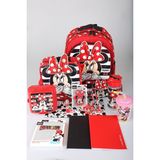 x Dekomus Lisanslı Minnie Mouse Full Kırtasiye Seti Büyük Boy Okul,beslenme ve Kalem Çantası,beslenme Kabı,matara,çıtçıt Dosya Seti