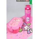 x Dekomus Lisanslı My Melody 600 ML Çelik Matara,3 Bölmeli Beslenme Kabı,Beslenme Örtüsü Seti