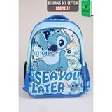 x Dekomus Lisanslı Stitch "ıconic Blue Collection Collection" Özel Tasarım Büyük Boy Okul Çantası "dekomus Cep Defteri Hediyeli" - 0 - 1