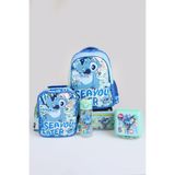 x Dekomus Lisanslı Stitch "Iconic Blue Collection" Okul, Termoslu Beslenme Ve Kalem Çantası, 500 Ml Matara Ve Beslenme Kabı Seti