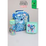 x Dekomus Lisanslı Stitch "Iconic Blue Collection" Termoslu Beslenme Çantası, 500 Ml Matara Ve Beslenme Kabı Seti