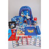 x Dekomus "Speed Force Collection" Lisanslı Sonic Premıum Kırtasiye Seti Okul,Kalem ve Beslenme Çantası,A4 Defter,Matara