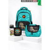 x Dekomus "T-Rex Force Collection" Jurassıc World Lisanslı Okul ve Beslenme Çantası,Matara,Beslenme Kabı Seti