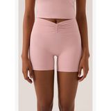 x Ece Pembe Bel Detaylı Kısa Tayt Ruched Biker Shorts