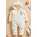 x Ipek Atlas Erkek Kız Bebek Çocuk Nakışlı Ayıcık Tulum - Açık Ekru - 3 Yaş