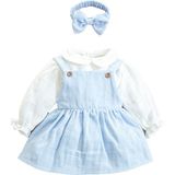 x Ipek Atlas Kız Bebek Çocuk Müslin Bandanalı Elbise - 01-Mavi - 5 Yaş