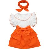 x Ipek Atlas Kız Bebek Çocuk Müslin Bandanalı Elbise - 01-Turuncu - 2 Yaş