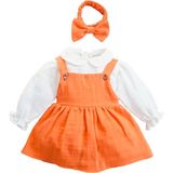 x Ipek Atlas Kız Bebek Çocuk Müslin Bandanalı Elbise - 01-Turuncu - 6 Ay
