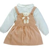 x Ipek Atlas Kız Bebek Çocuk Müslin Bebe Yaka Oyuncaklı Elbise - 0-Kahverengi - 4 Yaş