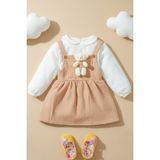 x Ipek Atlas Kız Bebek Çocuk Müslin Bebe Yaka Oyuncaklı Elbise - 0-Kahverengi - 5 Yaş