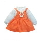 x Ipek Atlas Kız Bebek Çocuk Müslin Bebe Yaka Oyuncaklı Elbise - 01-Turuncu - 2 Yaş