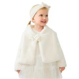 X İpek Atlas Kız Çocuk Mezuniyet Balo Ceket Fiyonklu Bolero (Ekru, 4 Yaş)