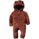 x Ipek Atlas Kız Erkek Bebek Çocuk Ayı Kışlık Peluş Tulum - 0-Kahverengi - 3 Yaş