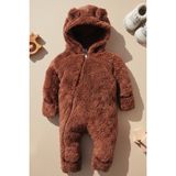 x Ipek Atlas Kız Erkek Bebek Çocuk Ayı Kışlık Peluş Tulum - 0-Kahverengi - 4 Yaş