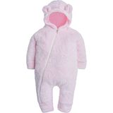 x Ipek Atlas Kız Erkek Bebek Çocuk Kapüşonlu Ayıcık Peluştulum - 7 Yaş - 50P-Pembe