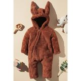 x Ipek Atlas Kız Erkek Bebek Çocuk Kışlık Peluş Tulum - 0-Kahverengi - 5 Yaş