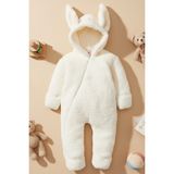 x Ipek Atlas Kız Erkek Bebek Çocuk Kışlık Peluş Tulum - Açık Ekru - 3 Ay