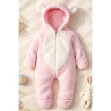 x Ipek Atlas Kız Erkek Bebek Çocuk Pembe Peluş Tulum - 50P-Pembe - 2 Yaş