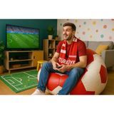 x l Büyük Boy Futbol Topu Puf Armut Koltuk - Kırmızı - Beyaz