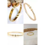 X-lady Accessories 2'Lİ Set - Alaşım kartier Taşlı Bileklik Gold, Altın Renk Büyük Taşlı Bileklik SNJ-SET1004