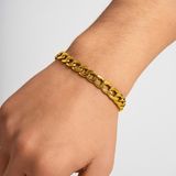 X-lady Accessories Altın Renk Cuban Kalın Unisex Erkek Metal Beyaz Çelik Zincir Çelik Bileklik- 3334