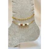 X-lady Accessories Altın Renk İncili Kalp Model Ezme Ve Sf Zincir Çelik Halhal - 3293