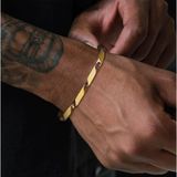 X-lady Accessories Altın Renk Melon Çelik Hip Hop Kaya Kavun Tohum Unisex Elmas Bambu Zincir Çelik Bileklik - 3305