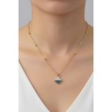 X-lady Accessories Altın Renk Van Cleef Yonca Taşlı Altı Sedef Model Top Zincir Çelik Kolye- 3705