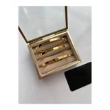 X-Lady Accessories Çelik Gold Detaylı 3’lü Kalın Düz Ajda Bilezik 6.5mm 22 Cm