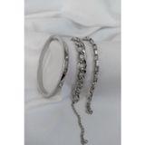 X-Lady Accessories Gümüş Kaplama Kadın Kombin Bileklik Taşlı Kartier - Cadena - Dikdörtgen Model Kombin Bileklik - 953