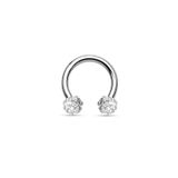 X-lady Accessories Gümüş Renk Beyaz Taş Kıkırdak Dudak Burun Septum Tragus Minik Boy Çelik Piercing - 3176