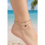 X-lady Accessories Gümüş Renk Kalp Model Esme Ve Sf Zincir Çelik Halhal - 3303