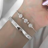 X-Lady Accessories Gümüş Renk Kombin Bileklik Seti Cartier Taşlı Bileklik Ve Zirkon Macun Bileklik - 1036