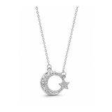 X-Lady Accessories Gümüş Renk Paslanmaz Çelik Ay Yıldız Türk Bayrağı Çelik Kolye- 3930