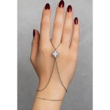 X-lady Accessories Gümüş Renk Van Clef Çift Yönlü Önü Beyaz Araksı Siyah Çelik Şahmeran - 3516