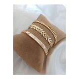 X-lady Accessories Kadın Gold Renk Kılçık Model Tırtıl Model Düz Kartier Model Kararmaz Kombin Bileklik - 457